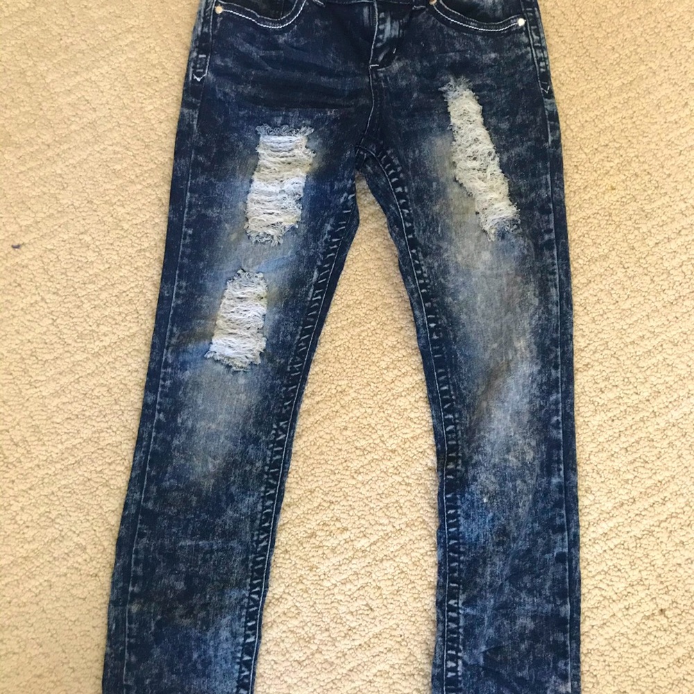 Navy White Wash Jeans